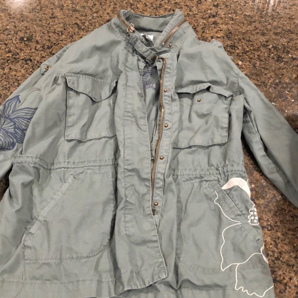Floral Green Military Jacket